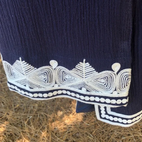 HP! TORY BURCH Aleksi navy and white embroidered tunic. Size 12. NWT! - Picture 9 of 16